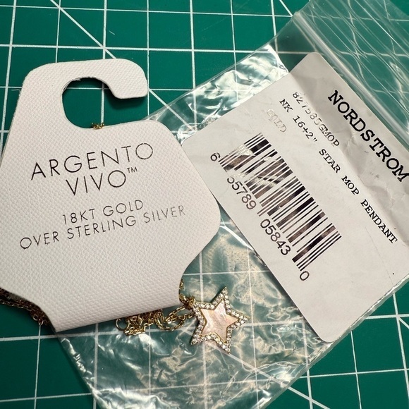 NWT Argento Vivo 18K Over Sterling Silver Star Mop Necklace - Picture 4 of 4